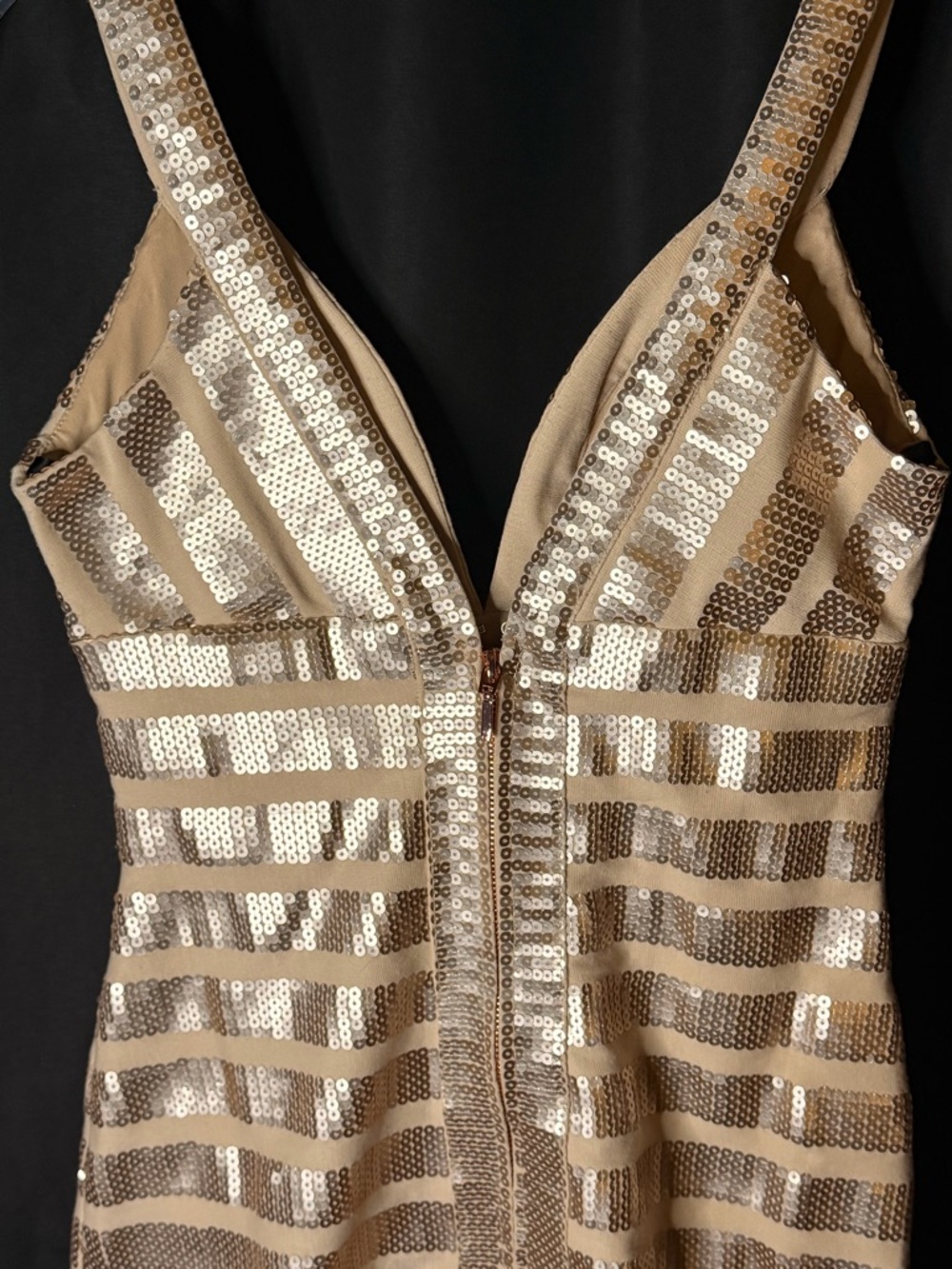Galen Schwartz PRIVE Sequin V-Neck Dress in Champagne —#125 - Picture 10 of 14